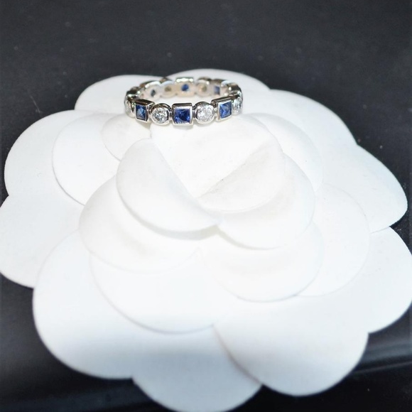 SOLD Tacori 18k WG Princess Diam Sapphire Eternity - Picture 6 of 6